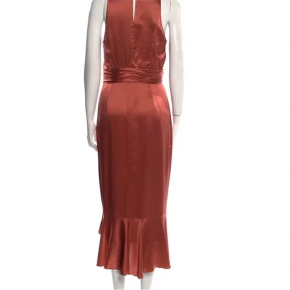 Satin Rust High Low Dress - Picture 2 of 3